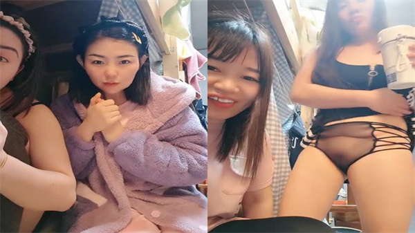 宿舍姐妹花私下直播 激情互动赚外快
